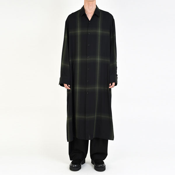 MODAL TWILL OMBRE CHECK LONG SHIRT