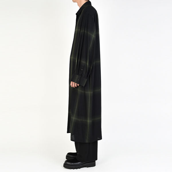 MODAL TWILL OMBRE CHECK LONG SHIRT