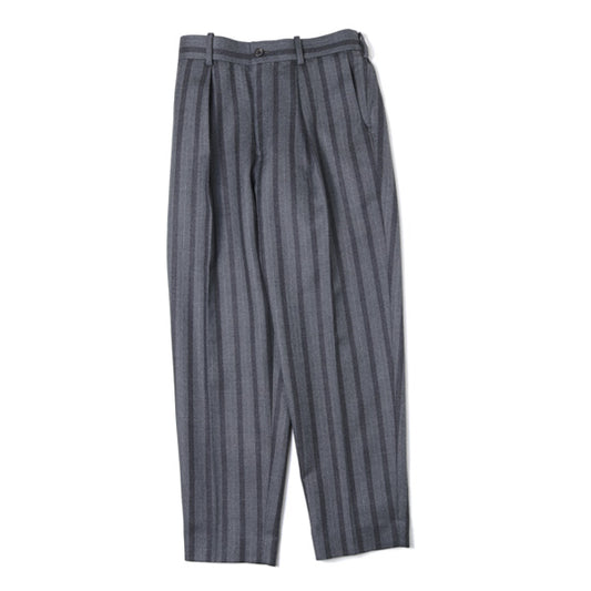  FRONT PLEATED PEGTOP WOOL DOBBY STRIPE  