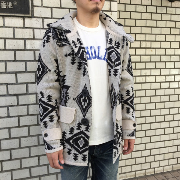 NATIVE JACQUARD KNIT DUFFEL COAT