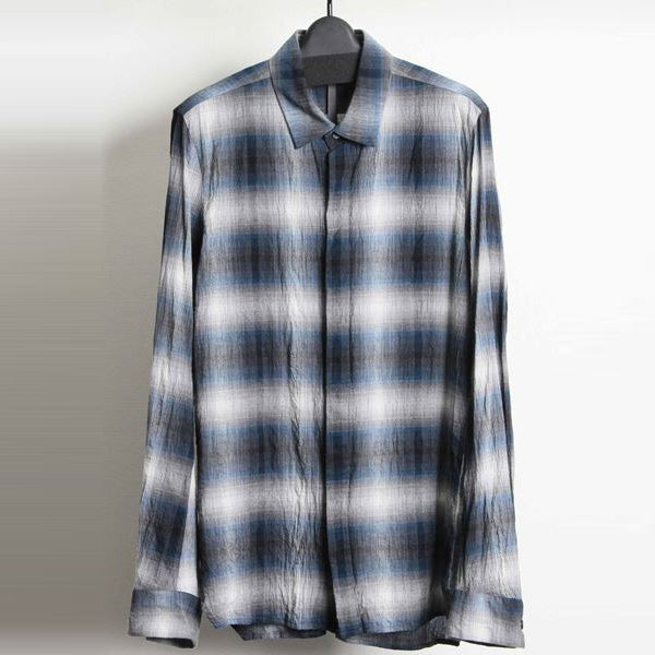 Ry/Co/Wo強撚チェックローン 長袖シャツ