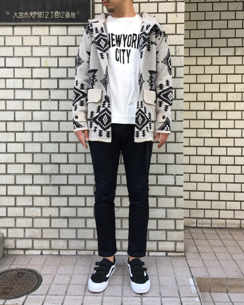 NATIVE JACQUARD KNIT DUFFEL COAT