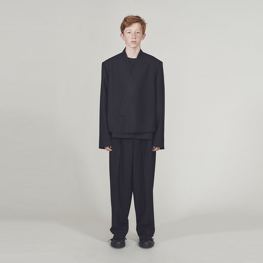  WOOL GABARDINE KIMONO SHORT JACKET  