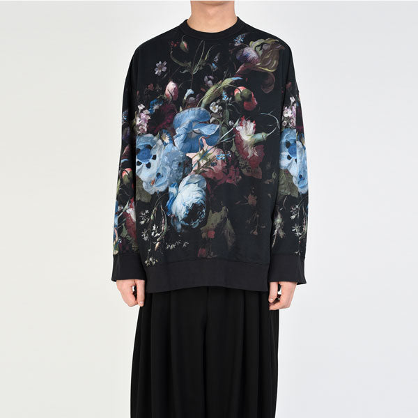 LOOP BACK CLOTH INKJET FLOWER OIL PAINTING CREW