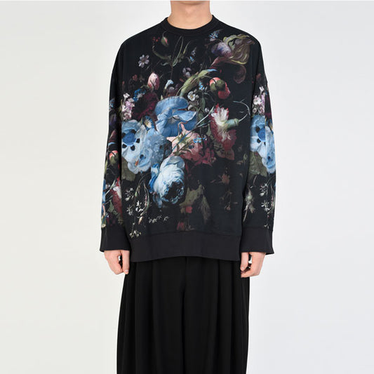  LOOP BACK CLOTH INKJET FLOWER OIL PAINTING CREW  