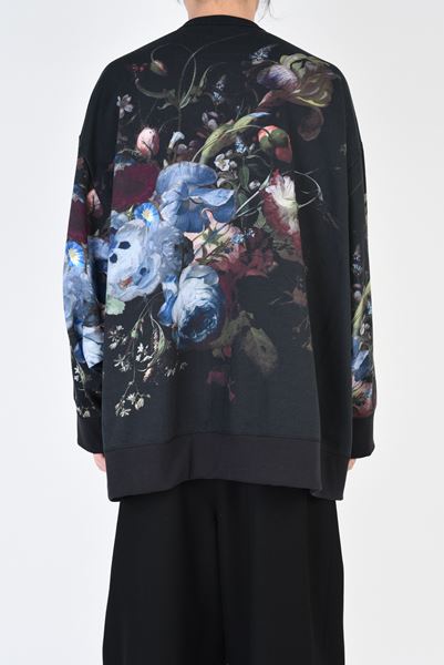 LOOP BACK CLOTH INKJET FLOWER OIL PAINTING CREW