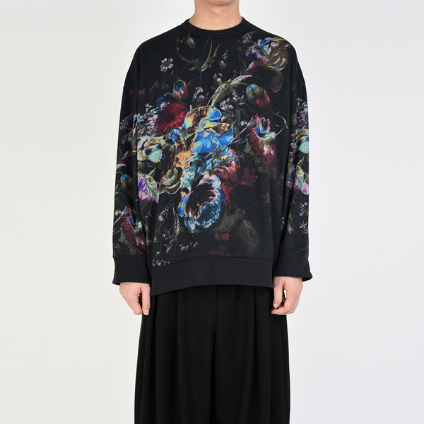 LOOP BACK CLOTH INKJET FLOWER OIL PAINTING CREW