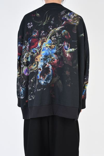 LOOP BACK CLOTH INKJET FLOWER OIL PAINTING CREW