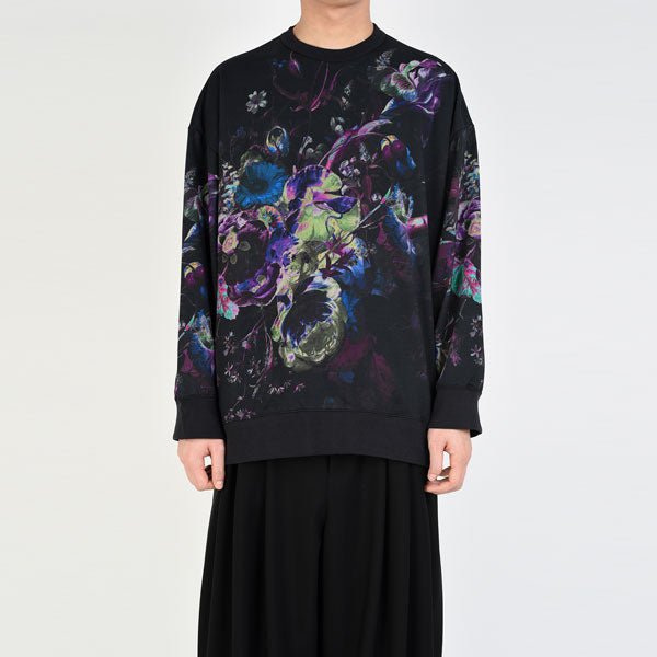 LOOP BACK CLOTH INKJET FLOWER OIL PAINTING CREW