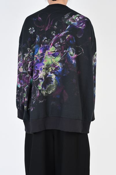 LOOP BACK CLOTH INKJET FLOWER OIL PAINTING CREW