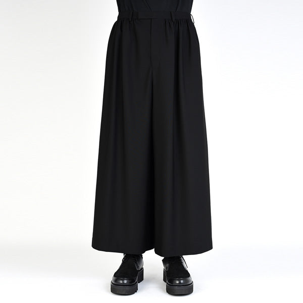 WOOL GABARDINE GATHER WIDE PANTS