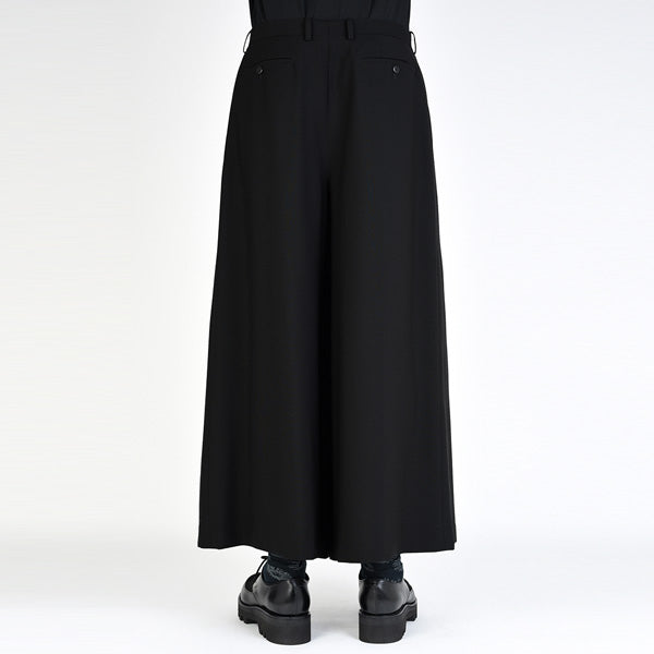 WOOL GABARDINE GATHER WIDE PANTS