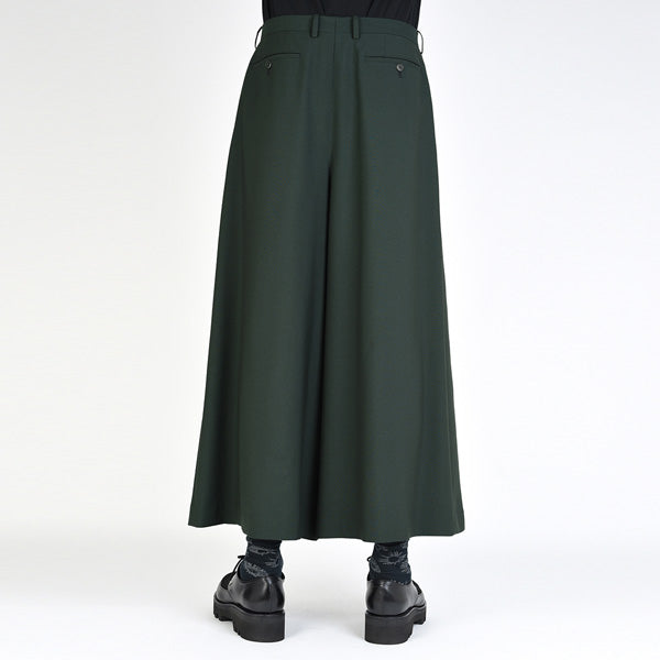 WOOL GABARDINE GATHER WIDE PANTS