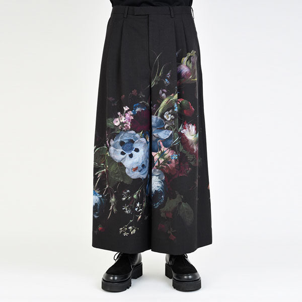 2TUCK CROPPED WOOL GABARDINE INKJET (FLOWER)