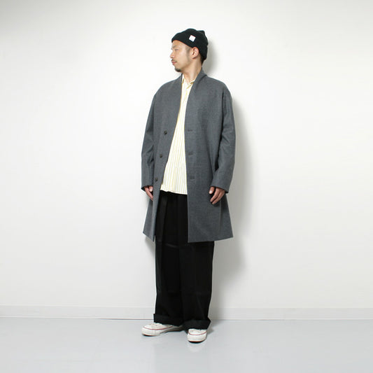  MINIMALIST COAT ORGANIC WOOL WORSTED FLANNEL  