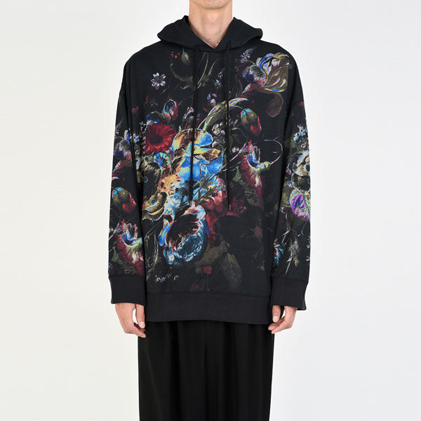 LOOP BACK CLOTH INKJET FLOWER OIL PAINTING PARKA