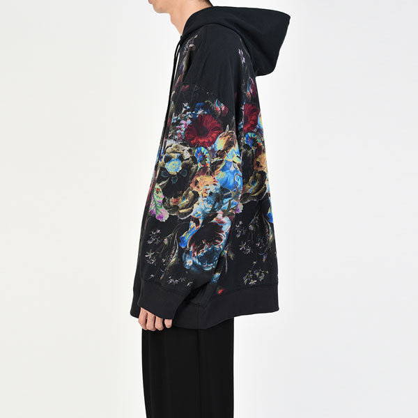 LOOP BACK CLOTH INKJET FLOWER OIL PAINTING PARKA