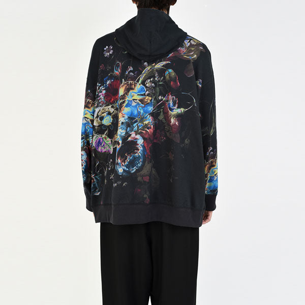 LOOP BACK CLOTH INKJET FLOWER OIL PAINTING PARKA