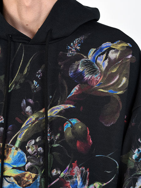 LOOP BACK CLOTH INKJET FLOWER OIL PAINTING PARKA