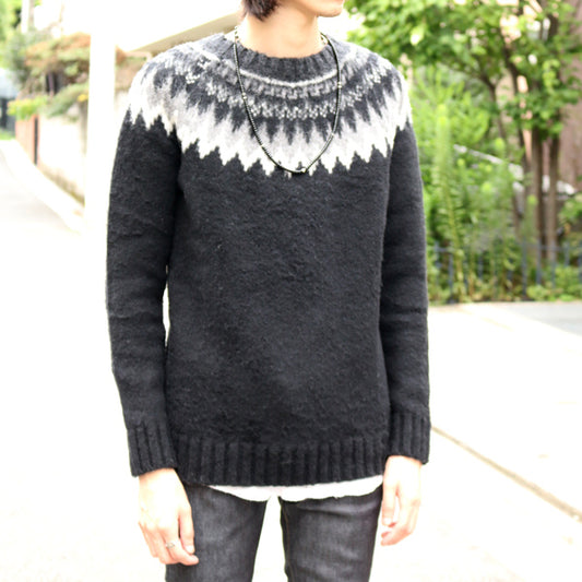  MODENA x 球芯 ノルディック柄クルーネックニット  