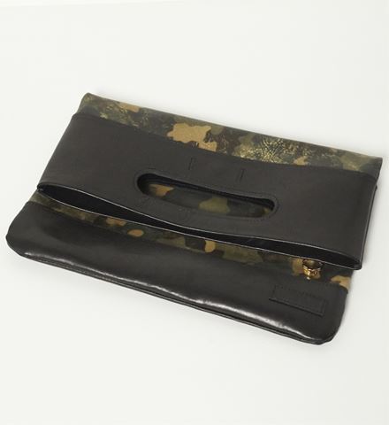 CAMOUFLAGE LEATHER CLUTCH BAG