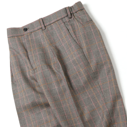  FRONT PLEATS PEGTOP BROWN CHECK  