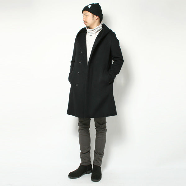 カシミヤ混二重織ビーバー フーデッドコート