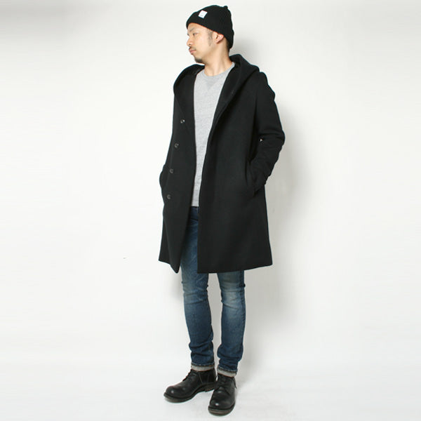カシミヤ混二重織ビーバー フーデッドコート