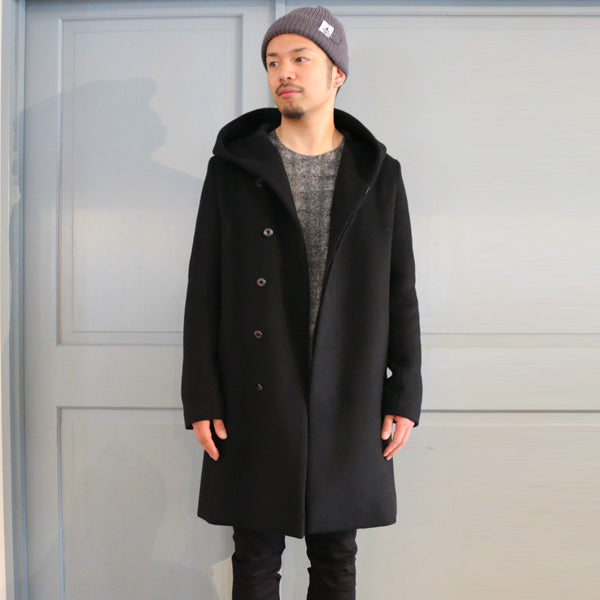 カシミヤ混二重織ビーバー フーデッドコート