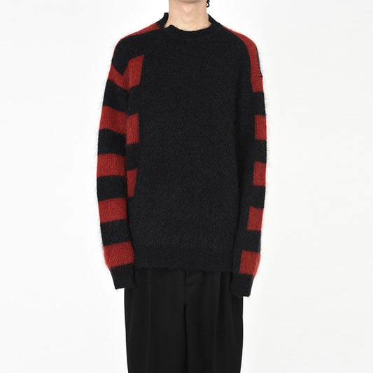  MOHAIR SWITCH BORDER KNIT PULLOVER  