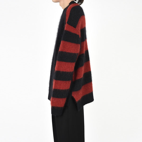 MOHAIR SWITCH BORDER KNIT PULLOVER