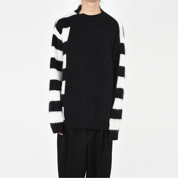 MOHAIR SWITCH BORDER KNIT PULLOVER