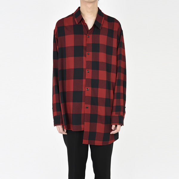 ASYMMETRY SHIRT MODAL BLOCK CHECK