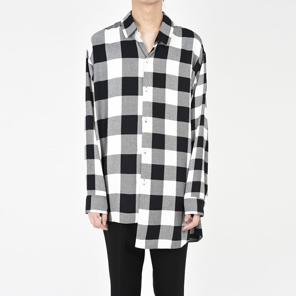 ASYMMETRY SHIRT MODAL BLOCK CHECK