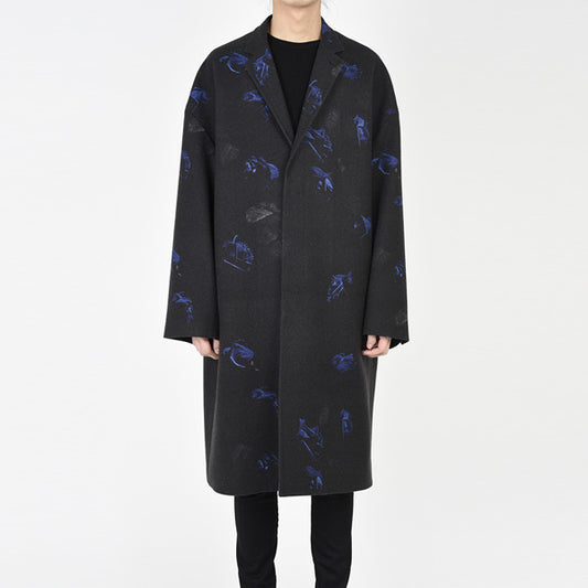  MELTON INKJET ROSE PHOTO BIG COAT  