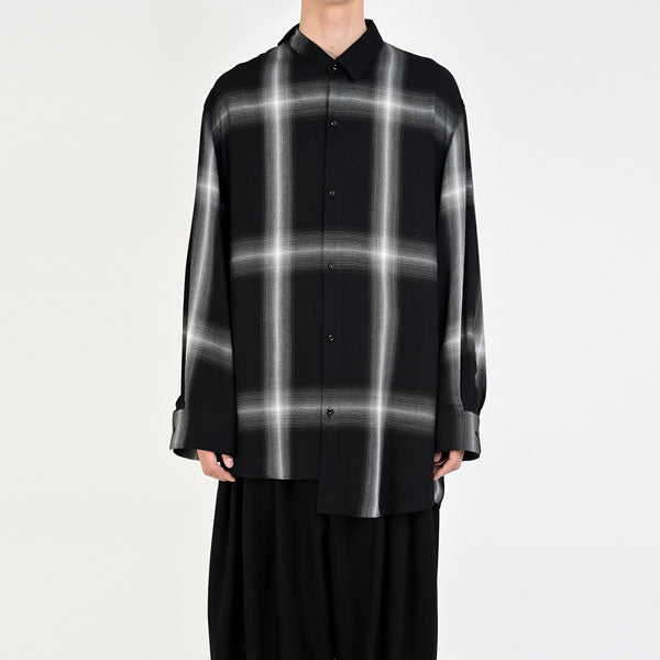 MODAL TWILL OMBRE CHECK ASYMMETRY SHIRT