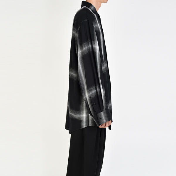 MODAL TWILL OMBRE CHECK ASYMMETRY SHIRT