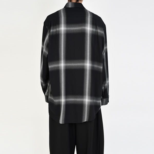 MODAL TWILL OMBRE CHECK ASYMMETRY SHIRT