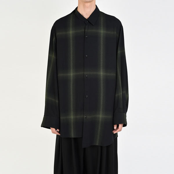 MODAL TWILL OMBRE CHECK ASYMMETRY SHIRT
