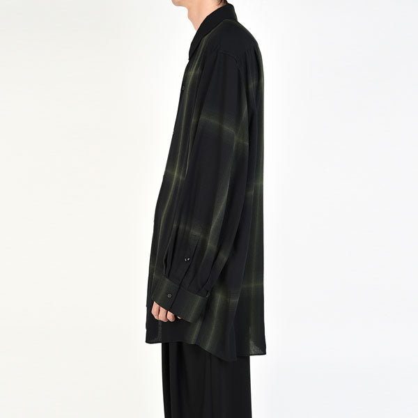 MODAL TWILL OMBRE CHECK ASYMMETRY SHIRT