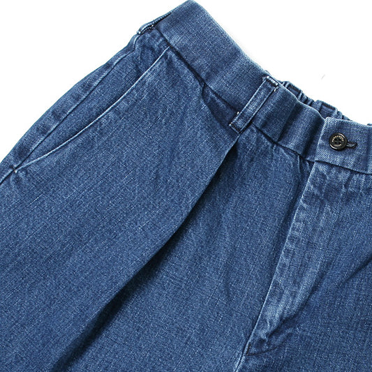  FRONT PLEATED PEGTOP JEANS ORGANIC SELVEDGE DENIM  