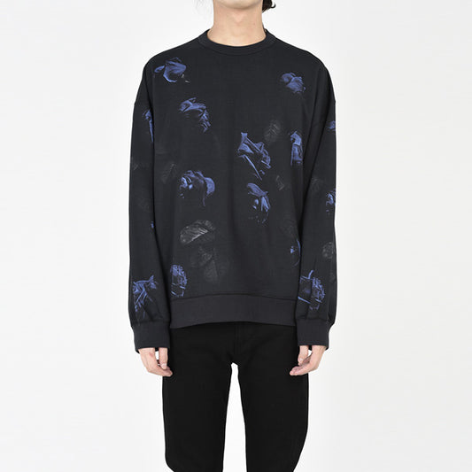  LOOP BACK CLOTH INKJET ROSE PHOTO PULLOVER  