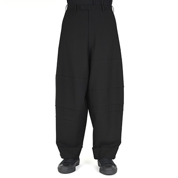 WOOL GABARDINE PATCHWORK WIDE SLACKS