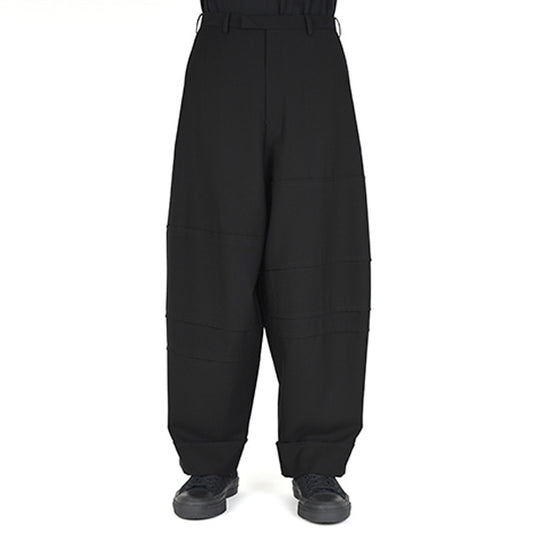  WOOL GABARDINE PATCHWORK WIDE SLACKS  
