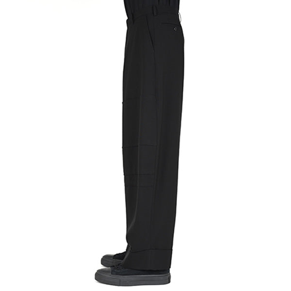 WOOL GABARDINE PATCHWORK WIDE SLACKS