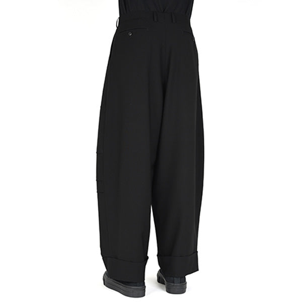 WOOL GABARDINE PATCHWORK WIDE SLACKS