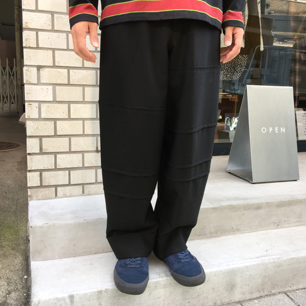 WOOL GABARDINE PATCHWORK WIDE SLACKS