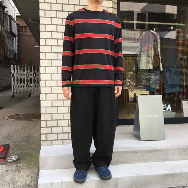 WOOL GABARDINE PATCHWORK WIDE SLACKS