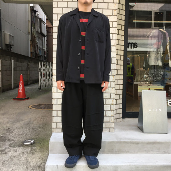 WOOL GABARDINE PATCHWORK WIDE SLACKS