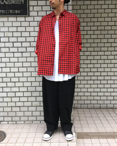 WOOL GABARDINE PATCHWORK WIDE SLACKS